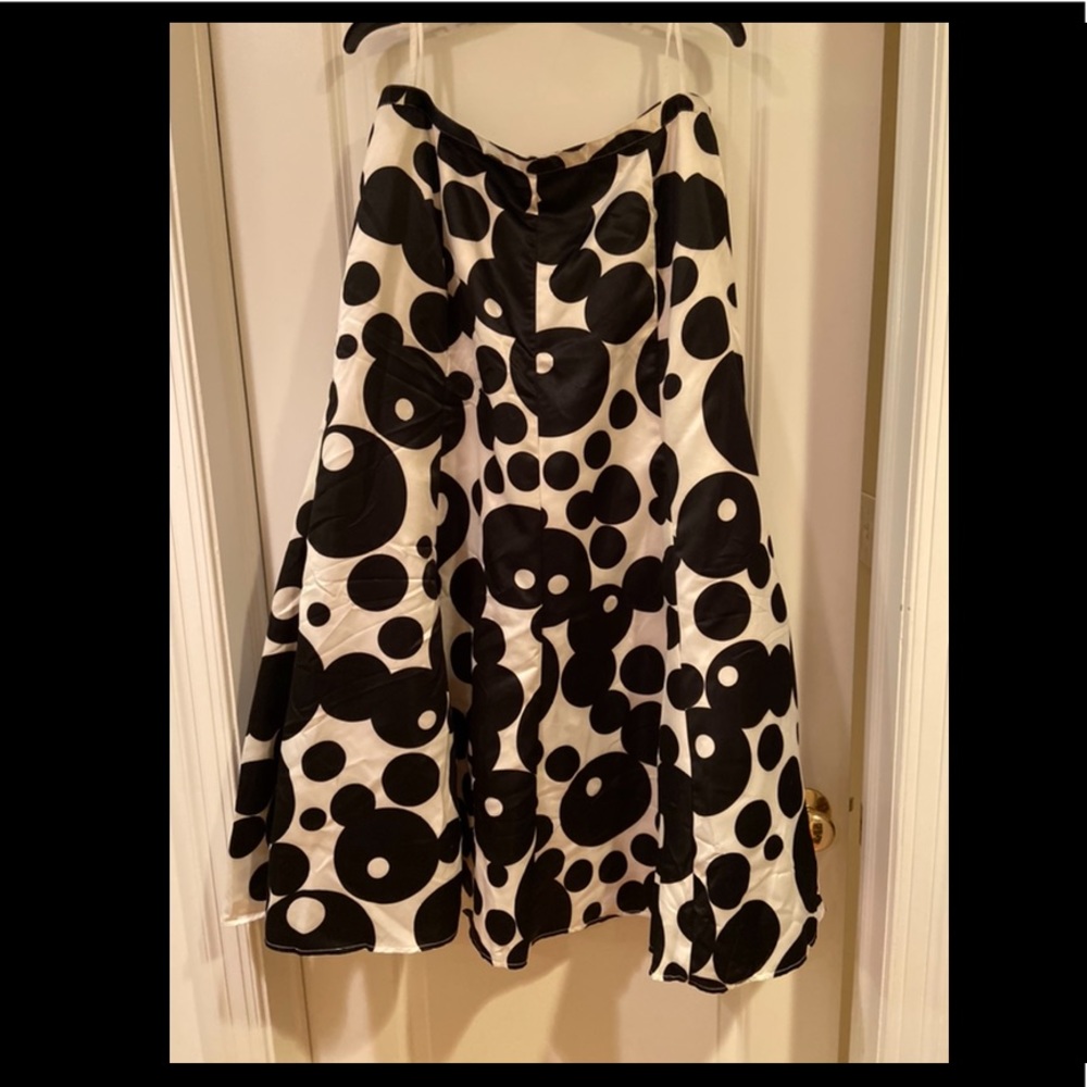 VENUS black white circles ankle satin skirt 14